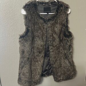 Faux Fur Vest in Dark Brown